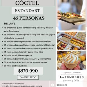 PROMOCIÓN CÓCTEL ESTANDAR 45 PERSONAS (Detalles en descripción)