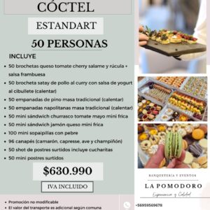 PROMOCIÓN CÓCTEL ESTANDAR 50 PERSONAS (Detalles en descripción)