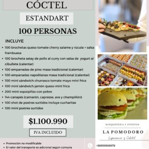 PROMOCIÓN CÓCTEL ESTANDAR 100 PERSONAS (Detalles en descripción)