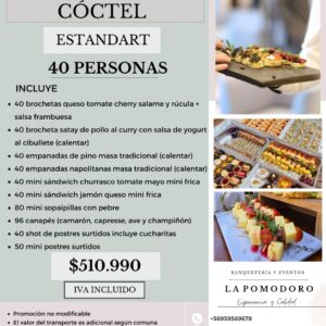 PROMOCIÓN CÓCTEL ESTANDAR 40 PERSONAS (Detalles en descripción)