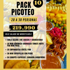 PACK PICOTEO CÓCTEL N°10 SOLO SALADO (20 A 30 personas)