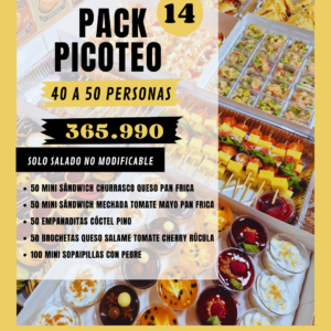 PACK PICOTEO CÓCTEL N°14 SOLO SALADO (40 A 50 personas)