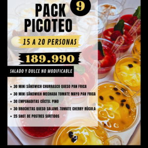 PACK PICOTEO CÓCTEL N°9 DULCE Y SALADO (15 a 20 personas)