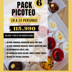 PACK PICOTEO CÓCTEL N°6 DULCE Y SALADO (10 A 15 personas)
