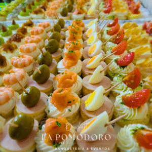 Pack - 54 canapés premium (salmón, capresse, queso jamón)