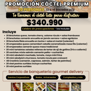 PROMOCIÓN CÓCTEL PREMIUM 20 PERSONAS (Detalles en descripción)