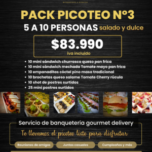 PACK PICOTEO CÓCTEL N°3 DULCE Y SALADO (5 A 10 personas)