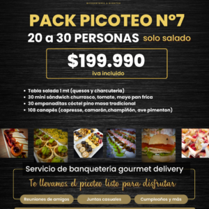 PACK PICOTEO CÓCTEL N°7 SOLO SALADO (20 A 30 personas)